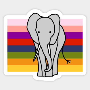 Elephant on Rainbow Stripes Graphic Sticker